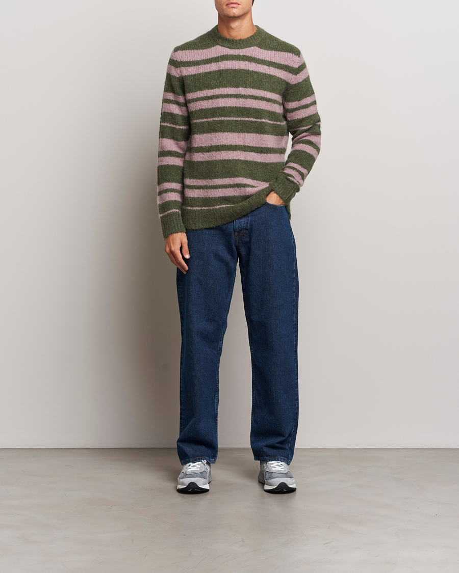 Herren | Pullover | Samsøe Samsøe | Arin Mohair Striped Sweater Green/Pink