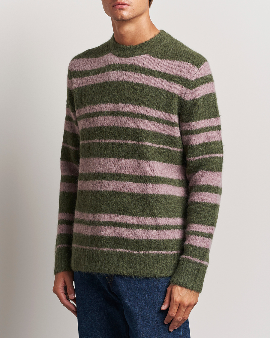 Herren | Pullover | Samsøe Samsøe | Arin Mohair Striped Sweater Green/Pink