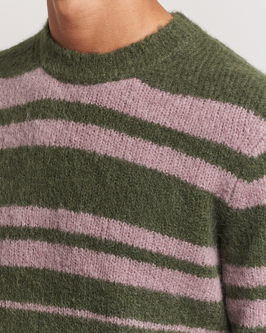 Herren | Pullover | Samsøe Samsøe | Arin Mohair Striped Sweater Green/Pink
