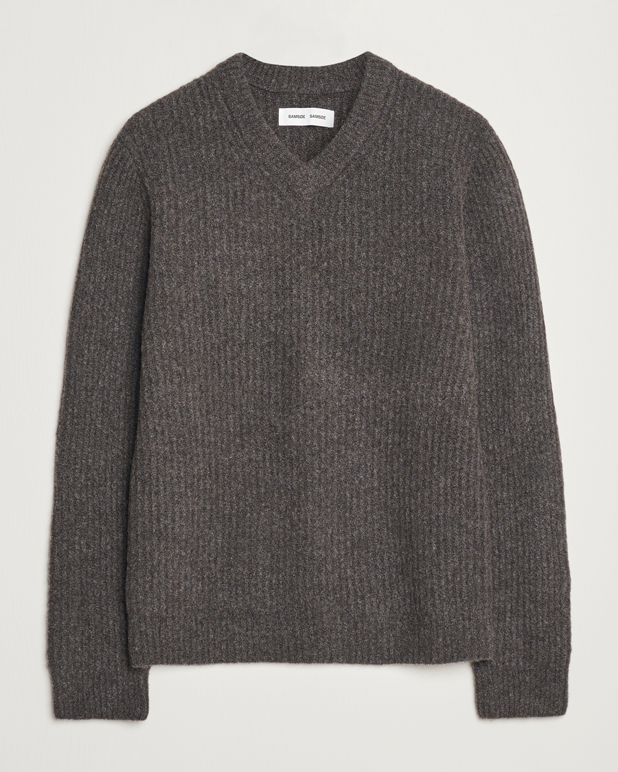 Herren | Pullover | Samsøe Samsøe | Koji Rib Knitted V-Neck Volcanic Ash