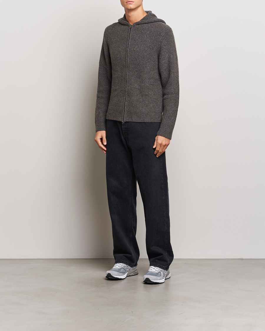 Herren | Pullover | Samsøe Samsøe | Koji Rib Knitted Hooded Full Zip Volcanic Ash