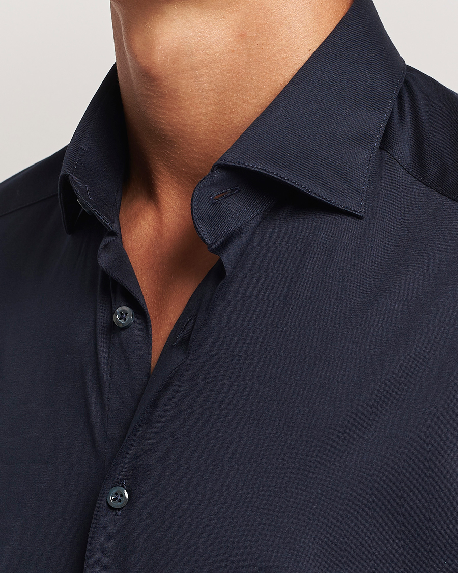 Herren | Hemden | Stenströms | Slimline Stretch Jersey Shirt Navy