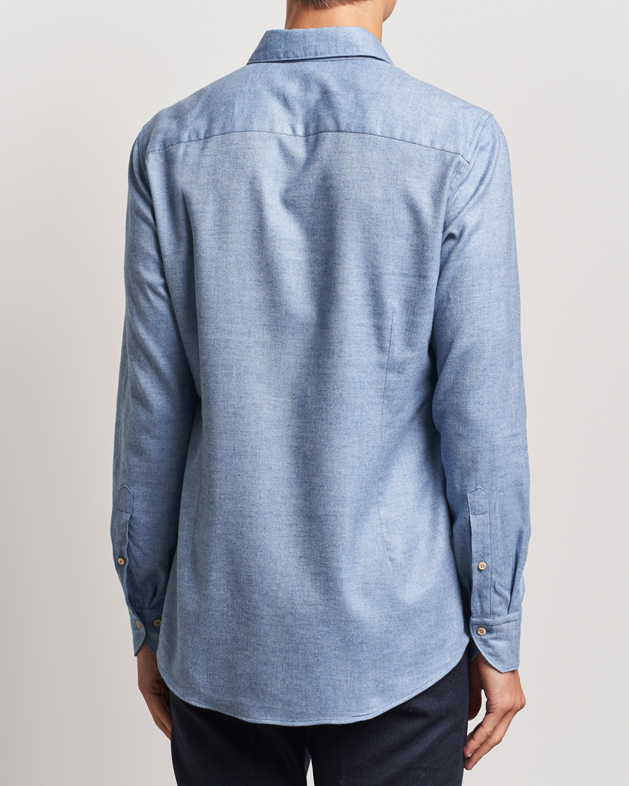 Herren | Hemden | Stenströms | Slimline Brushed Cotton/Lyocell Cut Away Shirt Blue