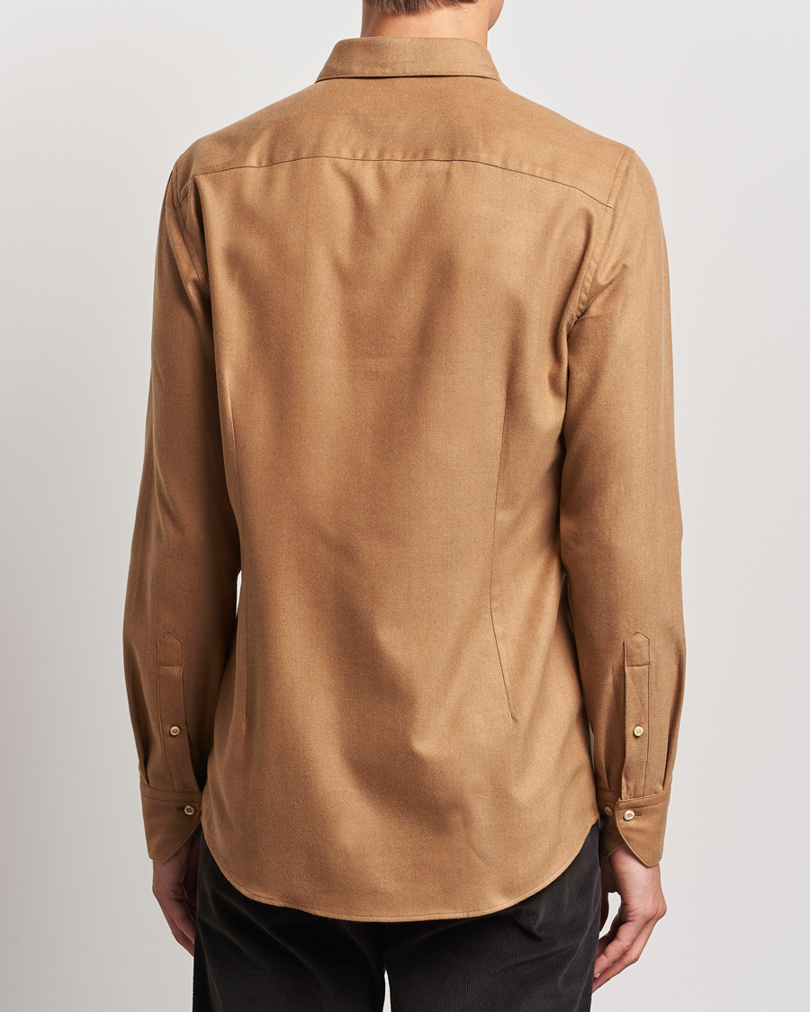 Herren | Hemden | Stenströms | Slimline Brushed Cotton/Lyocell Cut Away Shirt Brown