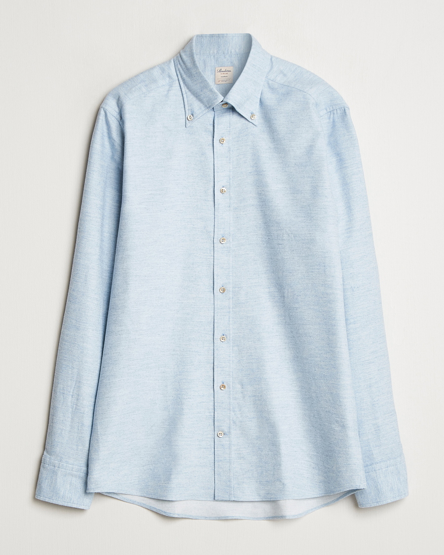 Herren | Hemden | Stenströms | Slimline Flannel Shirt Light Blue
