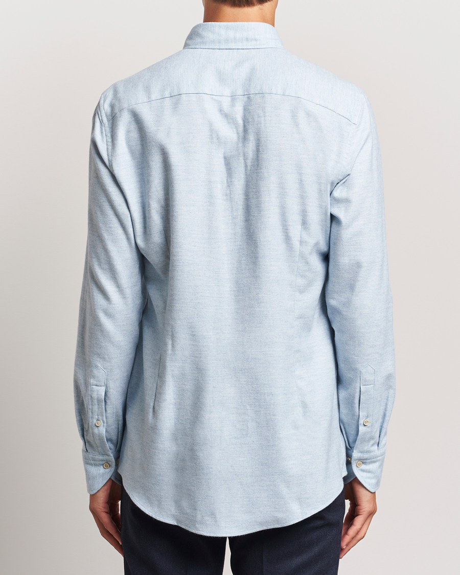 Herren | Hemden | Stenströms | Slimline Flannel Shirt Light Blue