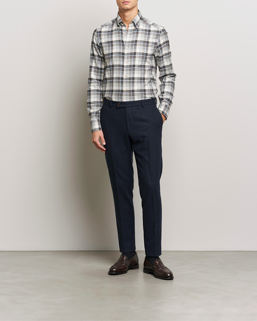 Herren | Hemden | Stenströms | Slimline Flannel Checked Shirt Multi