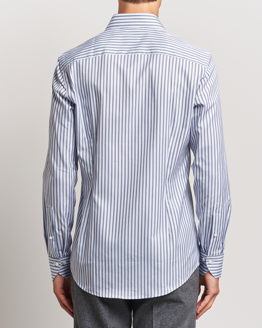 Herren | Hemden | Stenströms | Slimline Striped Luxury Oxford Shirt Blue