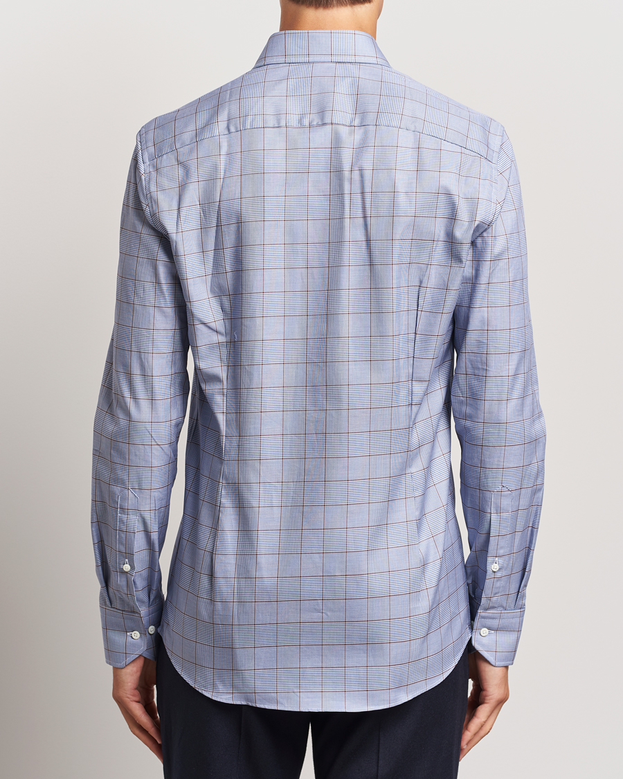Herren | Hemden | Stenströms | Slimline Prince of Wales Check Shirt Blue