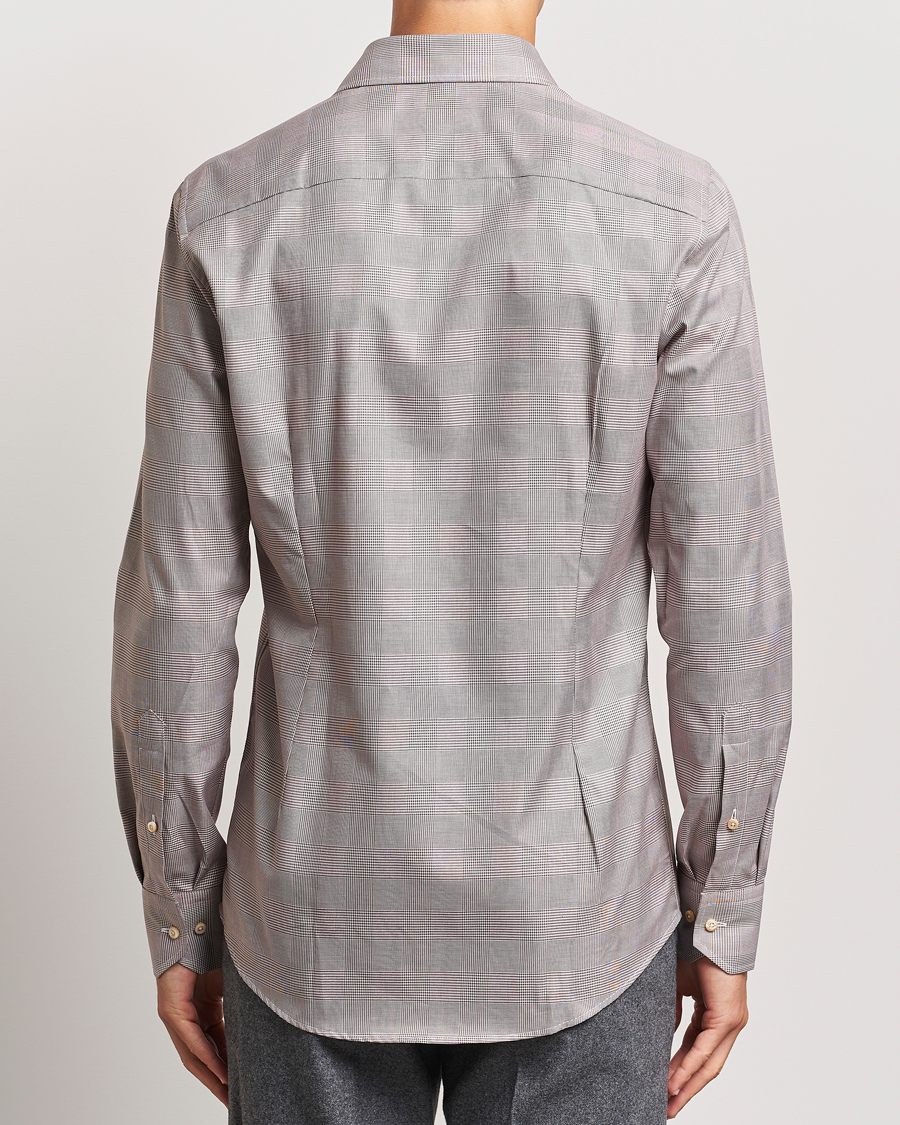 Herren | Hemden | Stenströms | Slimline Checked Twill Shirt Brown