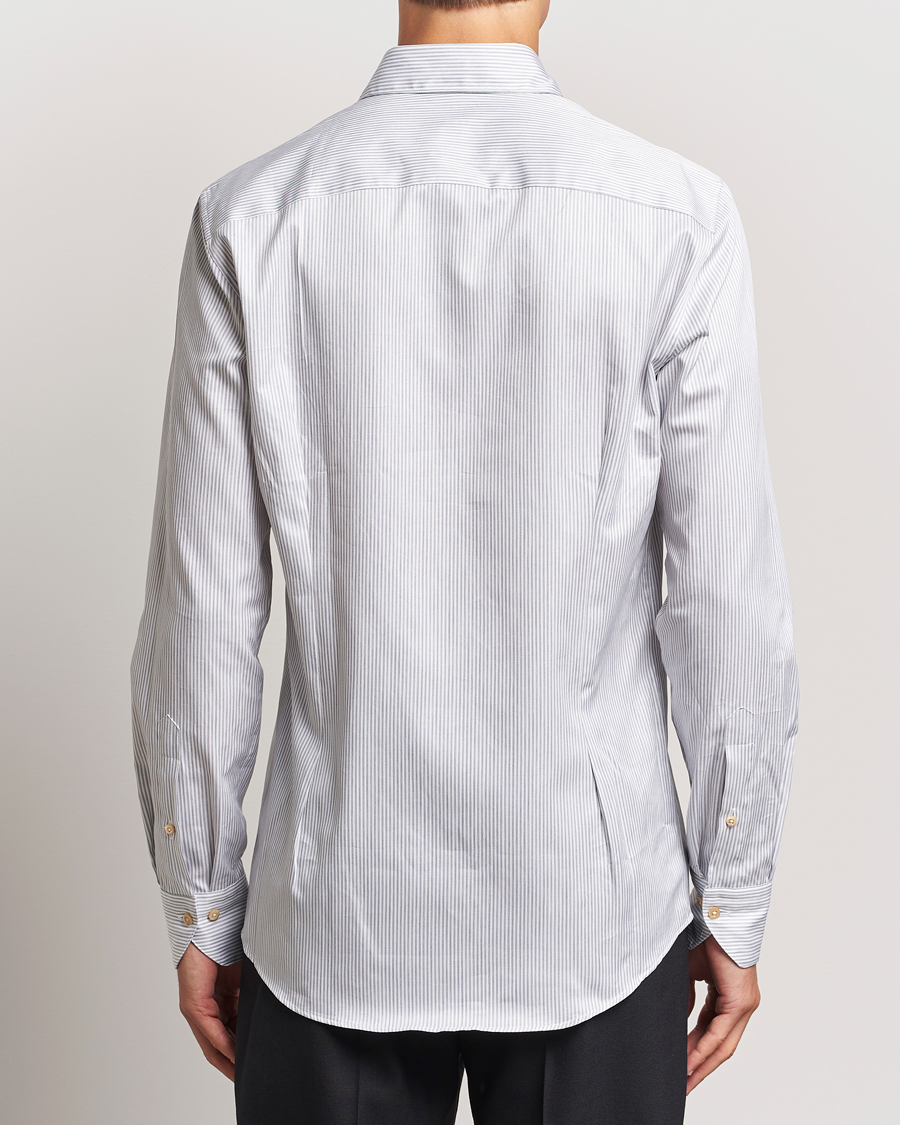 Herren | Hemden | Stenströms | Slimline Melange Stripe Cut Away Shirt Grey