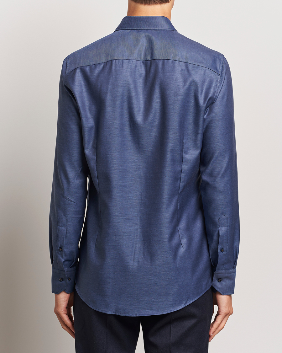 Herren | Hemden | Stenströms | Slimline Twill Contrast Cut Away Shirt Navy