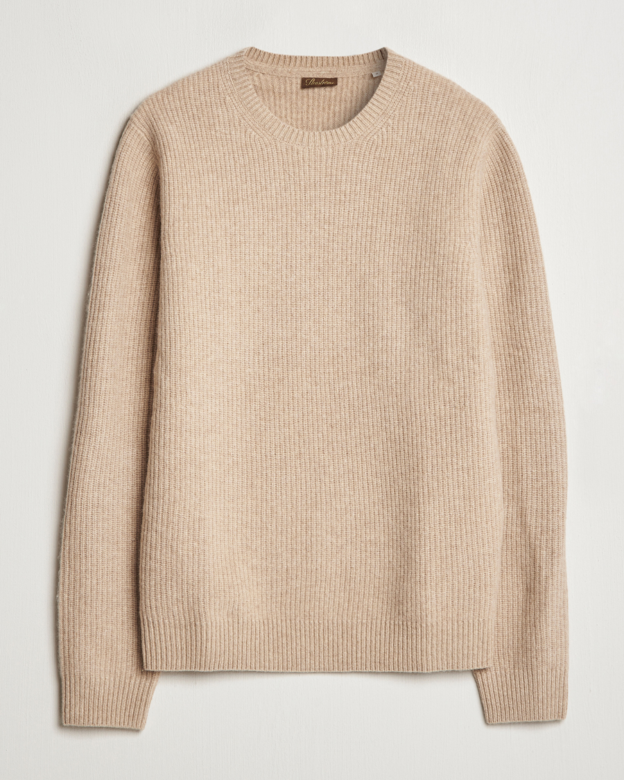 Herren | Pullover | Stenströms | Knitted Ribbed Yak/Merino Sweater Beige
