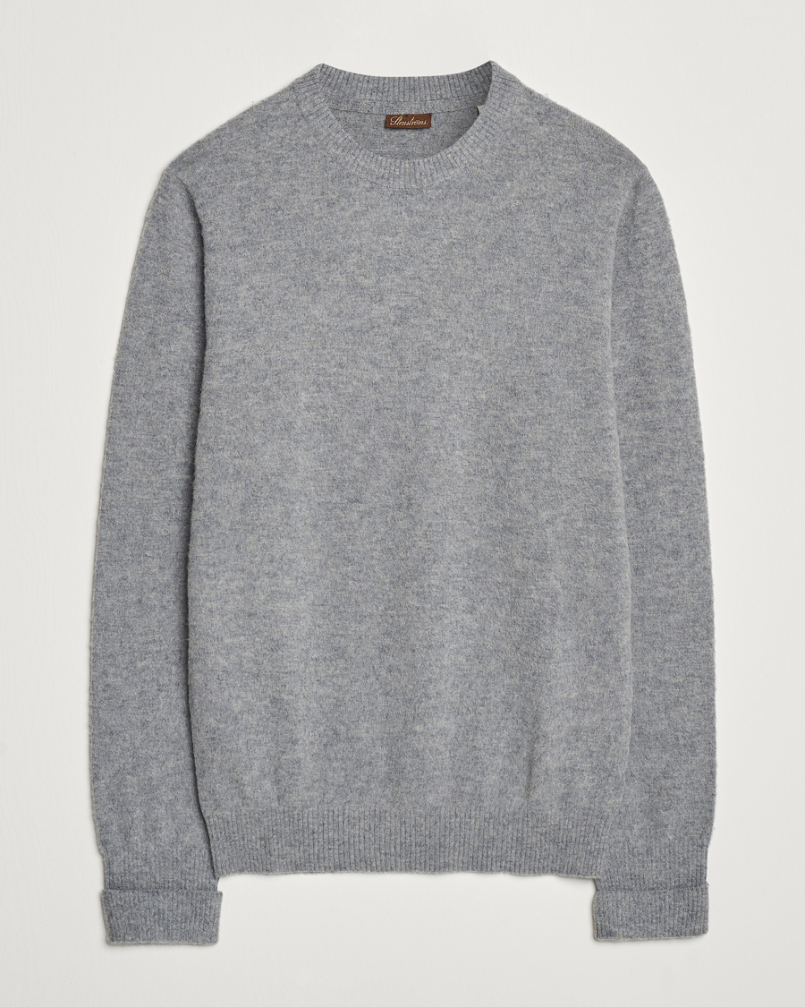 Herren | Pullover | Stenströms | Brushed Merino Crew Neck Grey