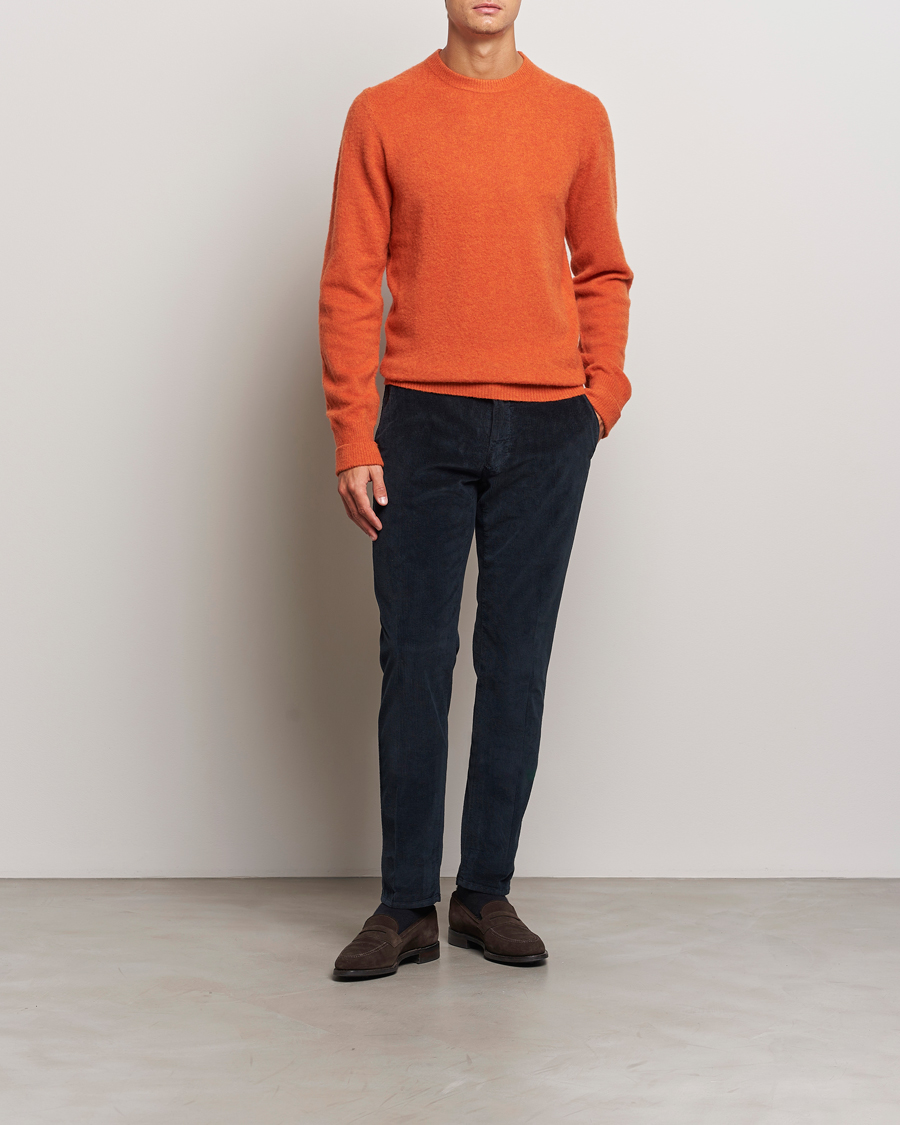 Herren | Pullover | Stenströms | Brushed Merino Crew Neck Orange