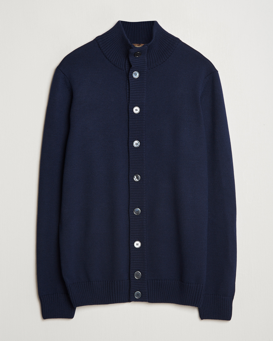 Herren | Pullover | Stenströms | Chunky Knitted Merino Cardigan Navy