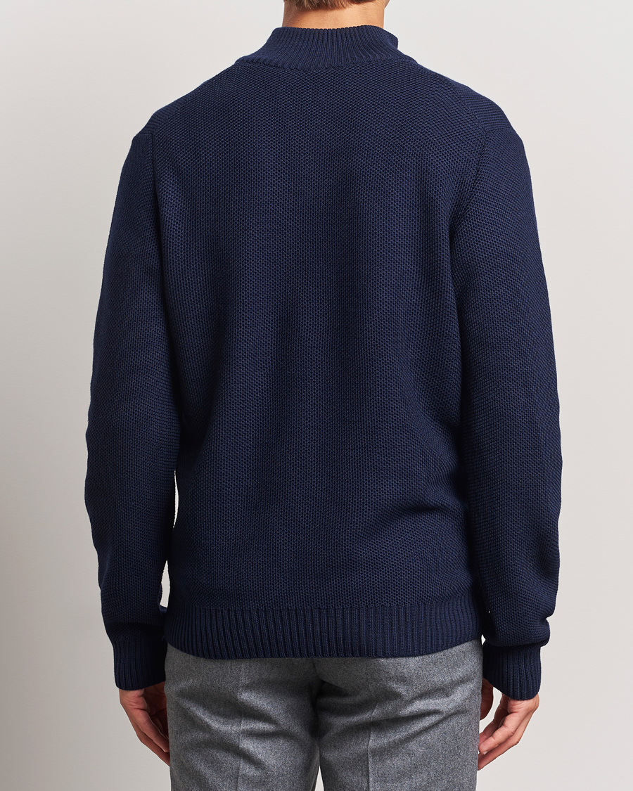 Herren | Pullover | Stenströms | Chunky Merino Knitted Half Zip Navy