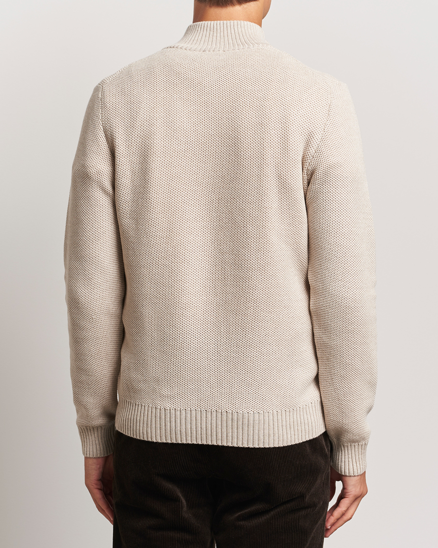 Herren | Pullover | Stenströms | Chunky Merino Knitted Half Zip Beige