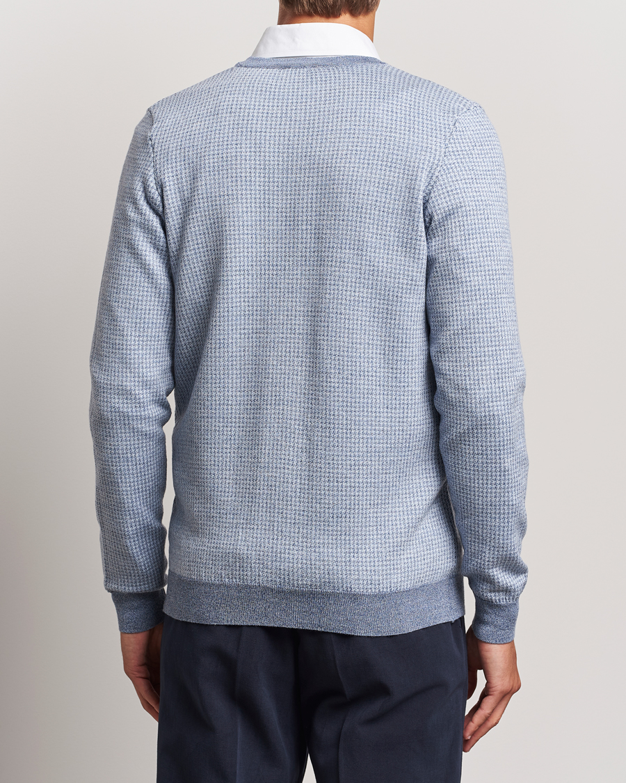 Herren | Pullover | Stenströms | Pepita Merino Wool Cardigan Navy