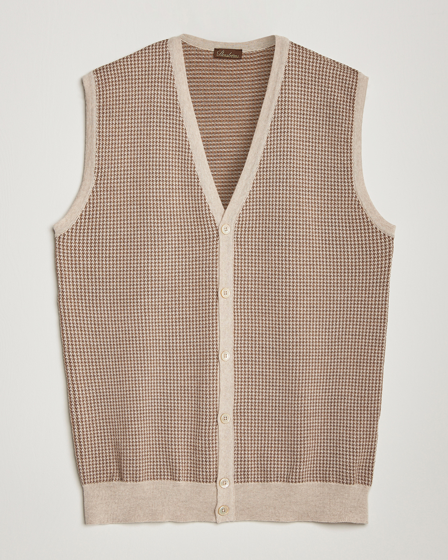 Herren | Pullover | Stenströms | Pepita Merino Wool Vest Brown