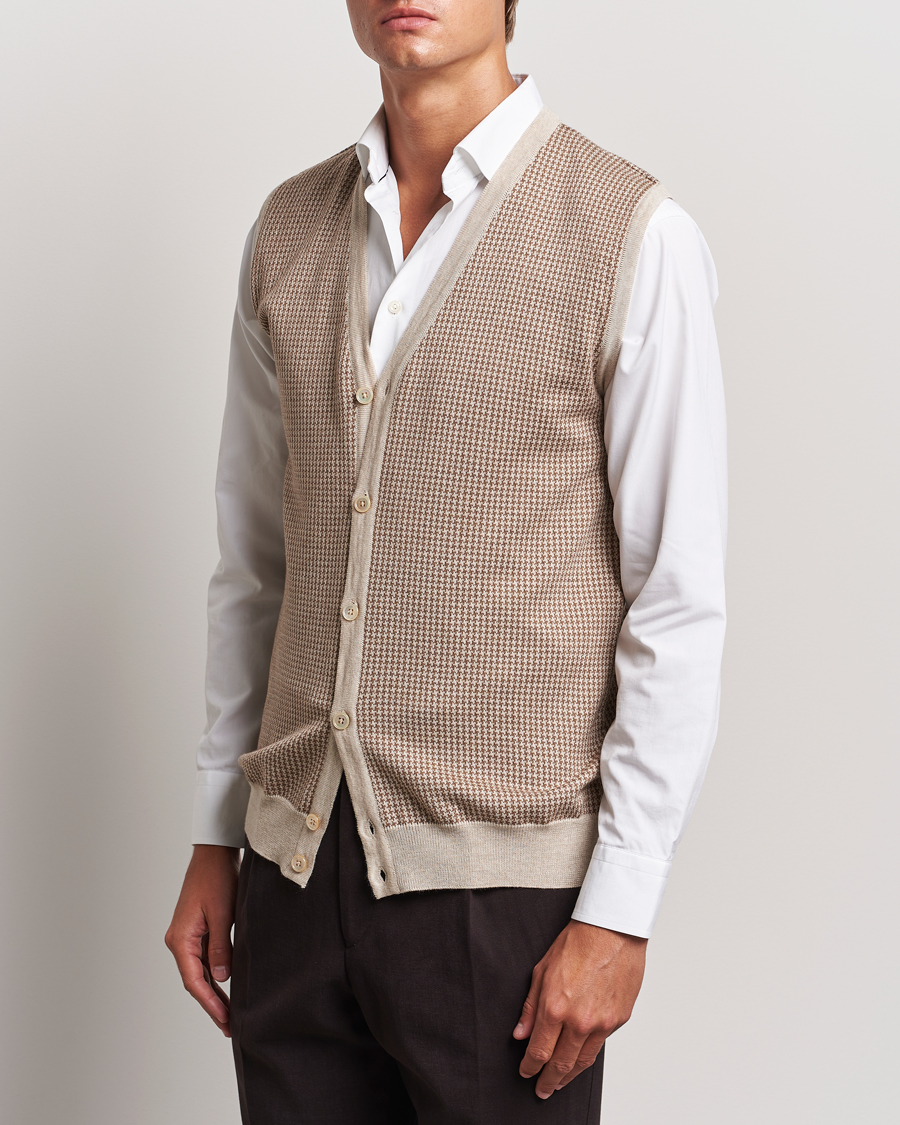 Herren | Pullover | Stenströms | Pepita Merino Wool Vest Brown