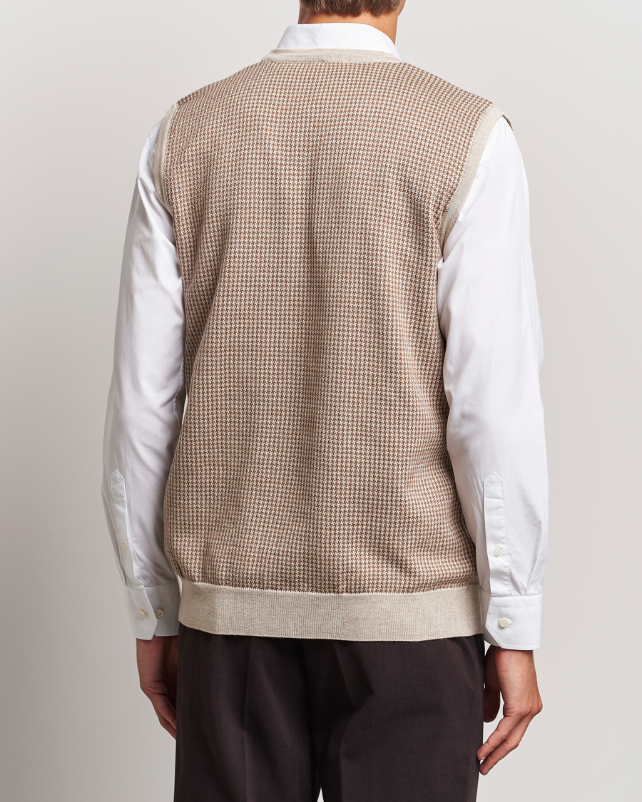 Herren | Pullover | Stenströms | Pepita Merino Wool Vest Brown
