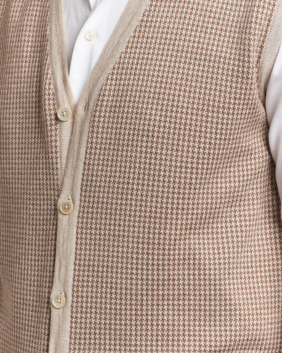 Herren | Pullover | Stenströms | Pepita Merino Wool Vest Brown