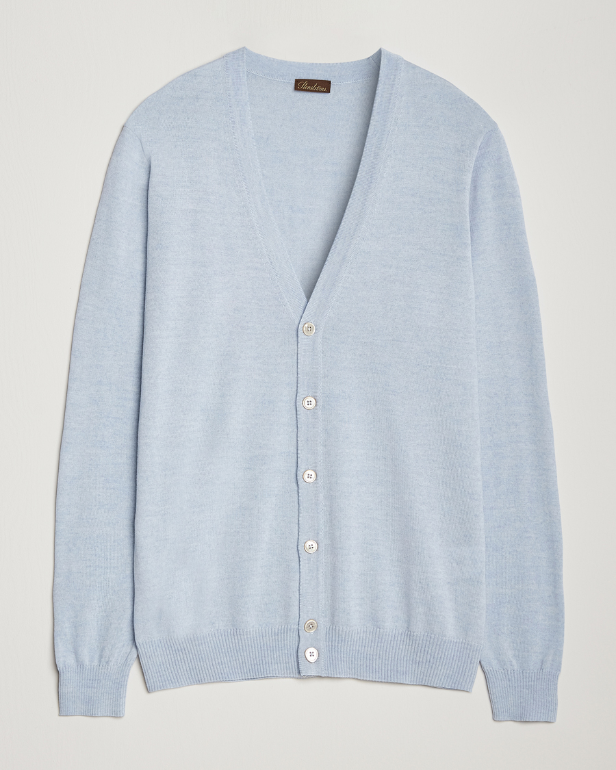 Herren | Pullover | Stenströms | Merino Cardigan Light Blue