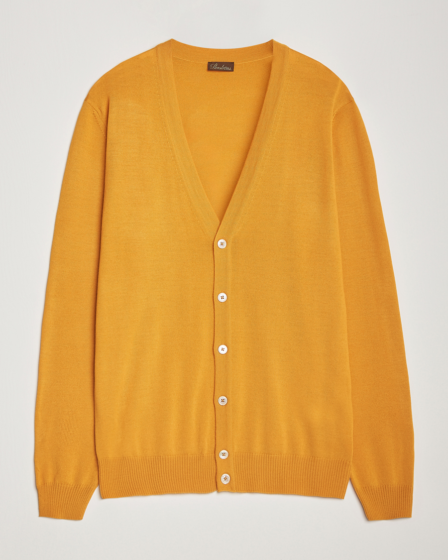 Herren | Pullover | Stenströms | Merino Cardigan Yellow