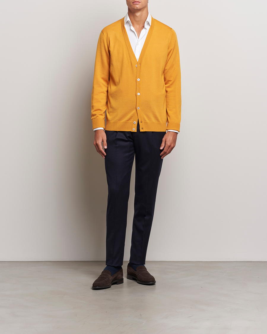 Herren | Pullover | Stenströms | Merino Cardigan Yellow