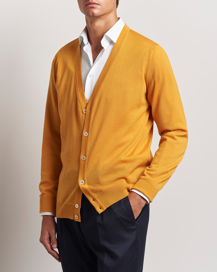 Herren | Pullover | Stenströms | Merino Cardigan Yellow