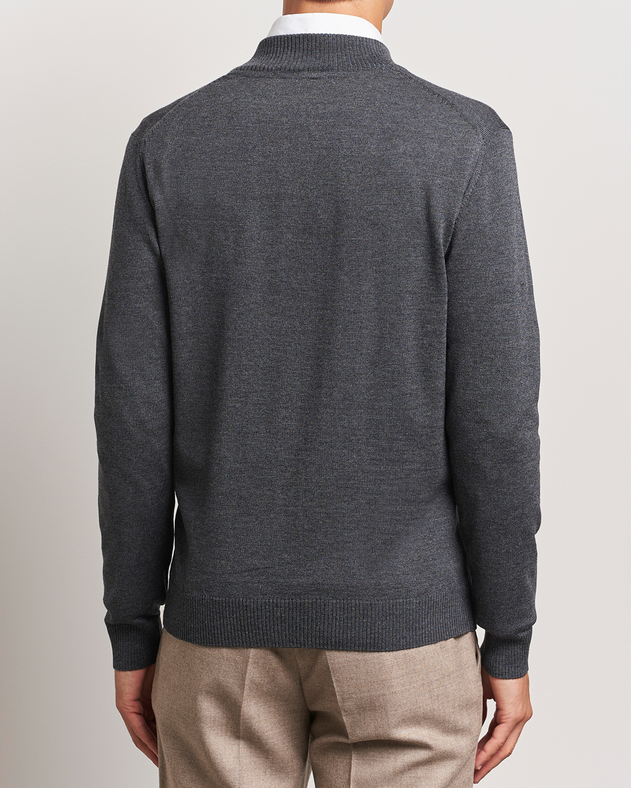 Herren | Pullover | Stenströms | Merino Half Zip Dark Grey