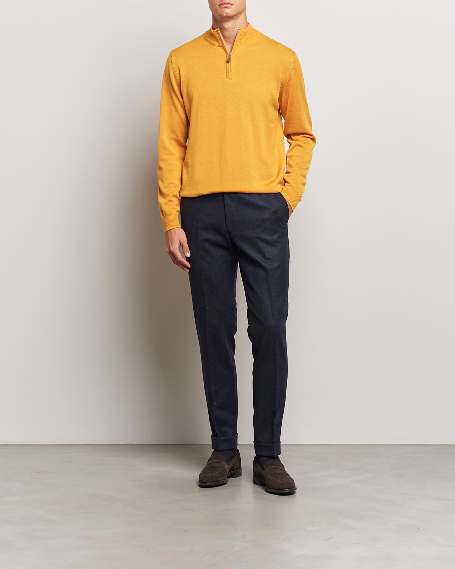 Herren | Pullover | Stenströms | Merino Half Zip Yellow