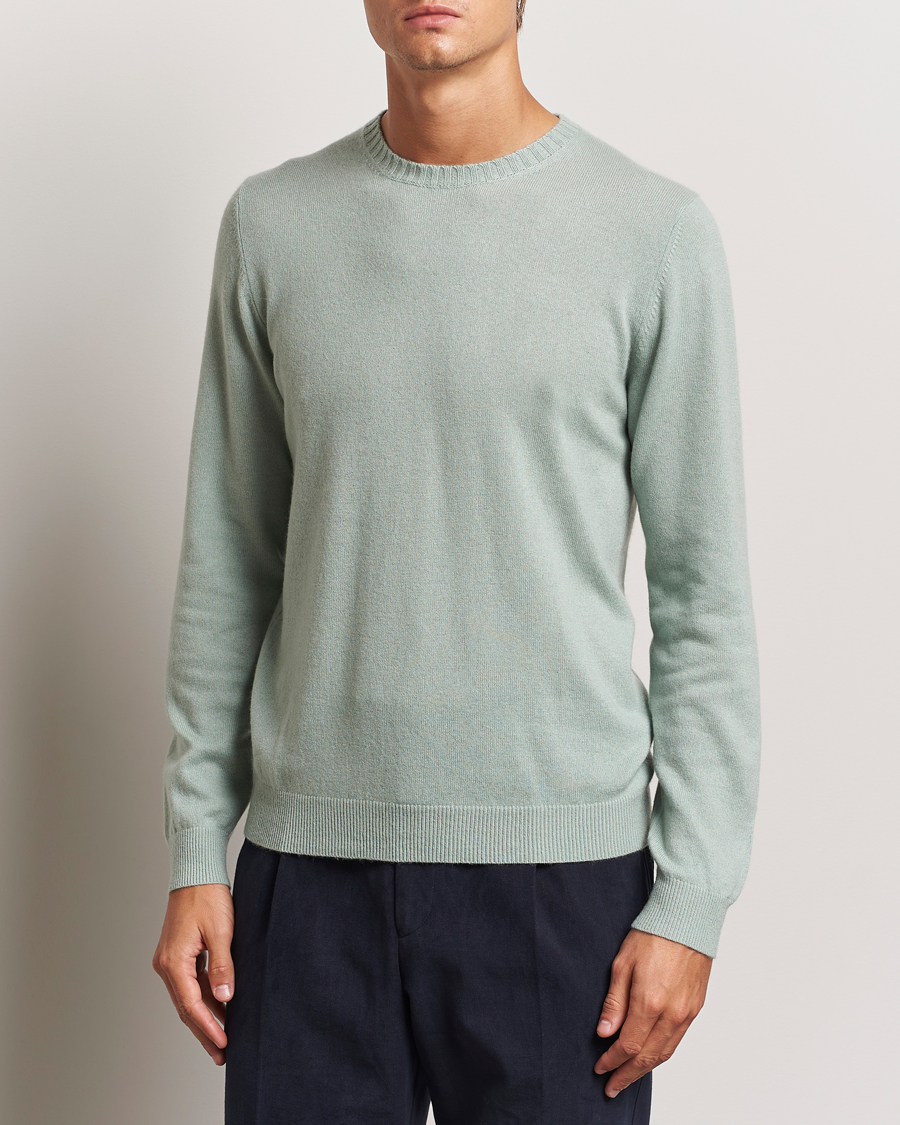 Herren | Pullover | Stenströms | Cashmere Crewneck Light Green