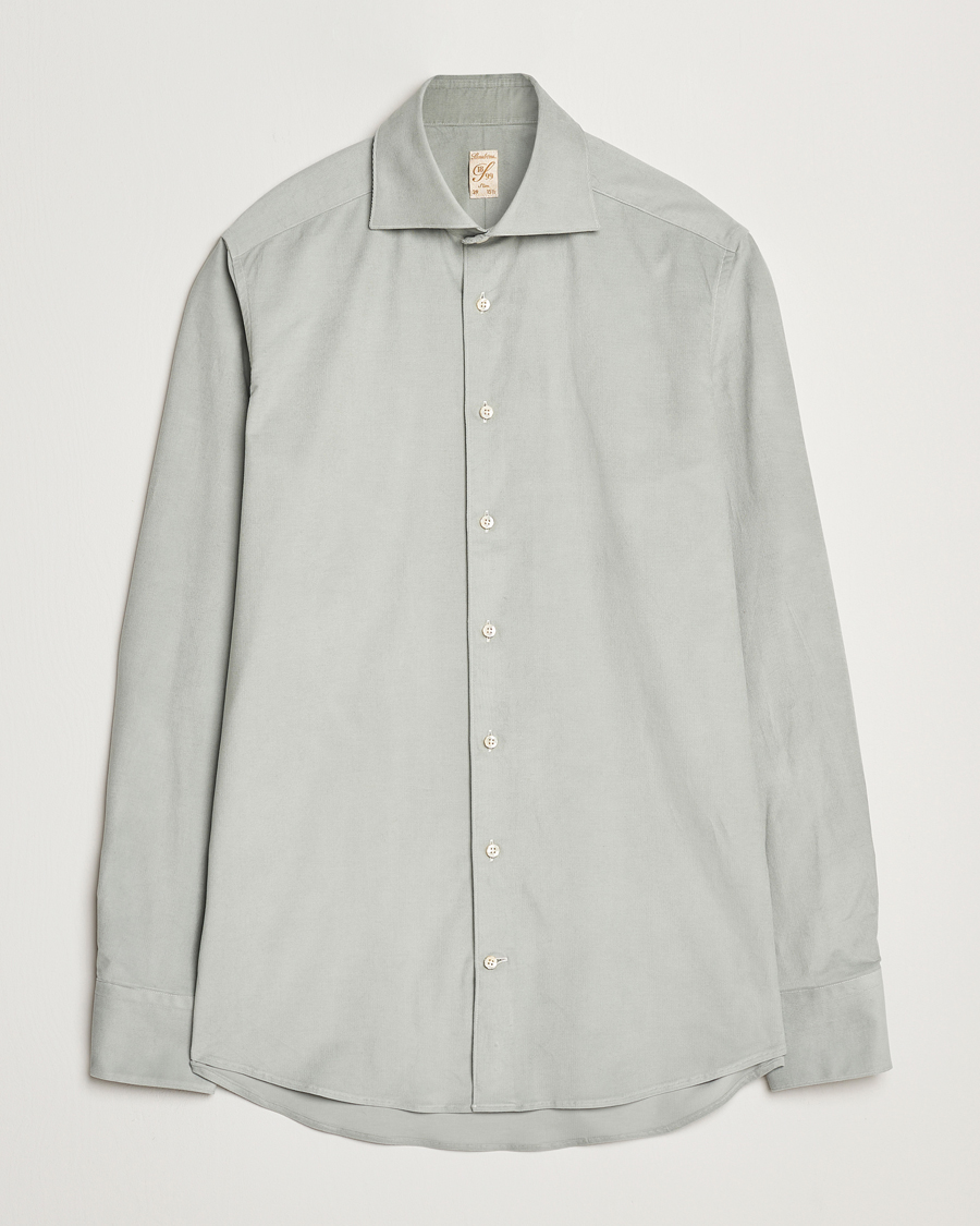Herren | Hemden | Stenströms | 1899 Velvet Baby Corduroy Shirt Soft Green