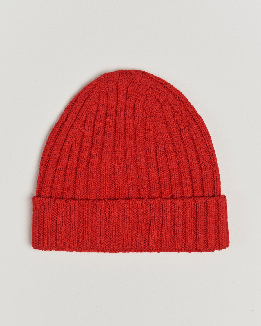 Herren | Stenströms Ribbed Cotton/Cashmere Hat Red | Stenströms | Ribbed Cotton/Cashmere Hat Red