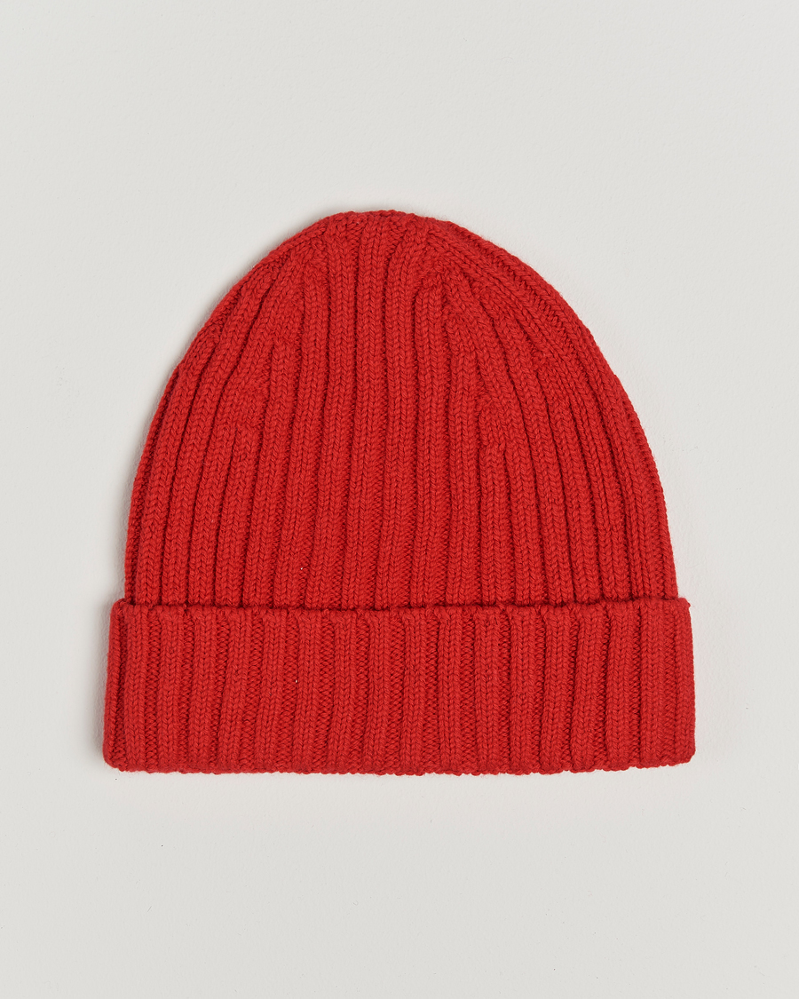 Herren | Stenströms Ribbed Cotton/Cashmere Hat Red | Stenströms | Ribbed Cotton/Cashmere Hat Red