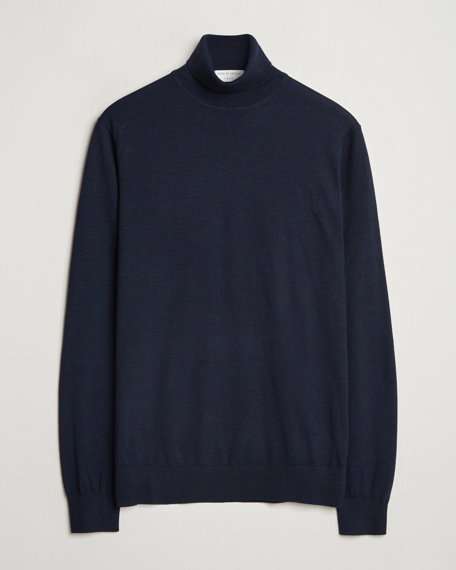 Herren | Pullover | Tiger of Sweden | Nevile Extra Fine Merino Polo Light Ink