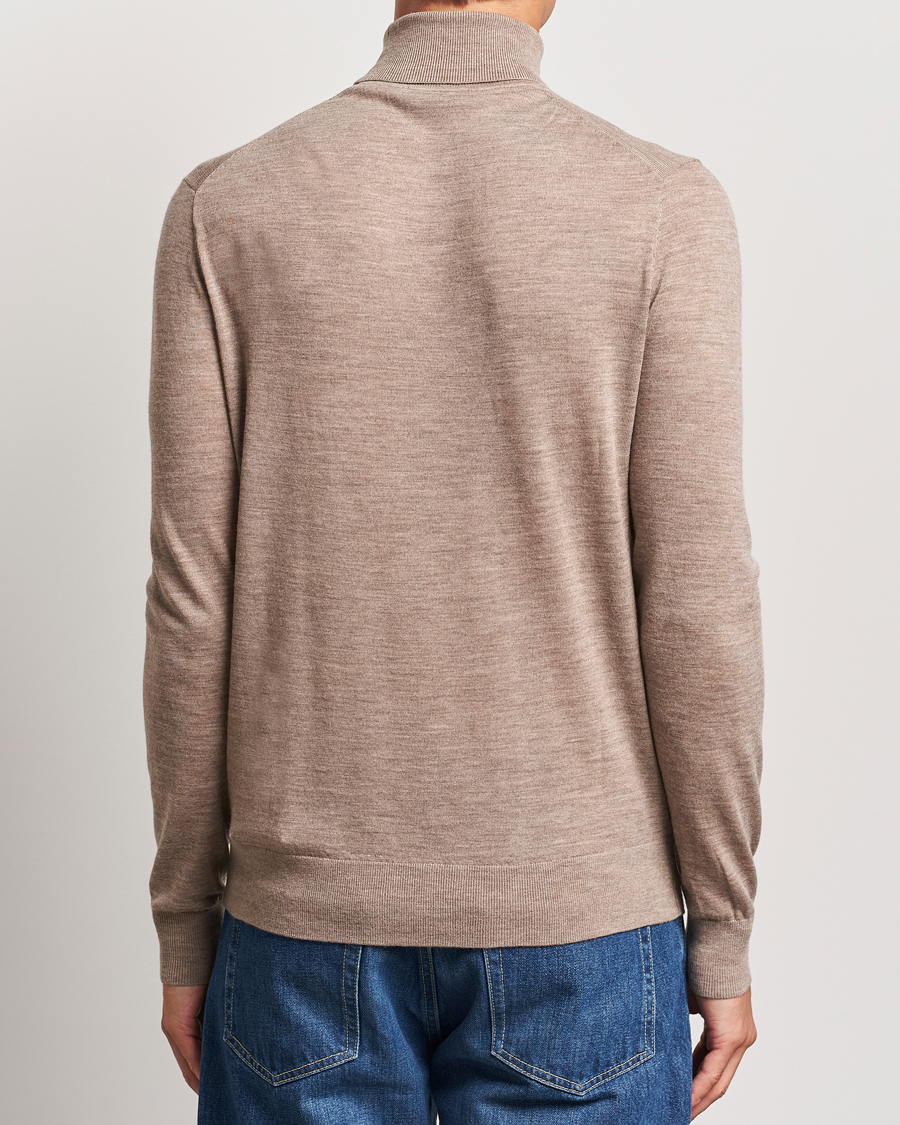 Herren | Pullover | Tiger of Sweden | Nevile Extra Fine Merino Polo Beige Melange