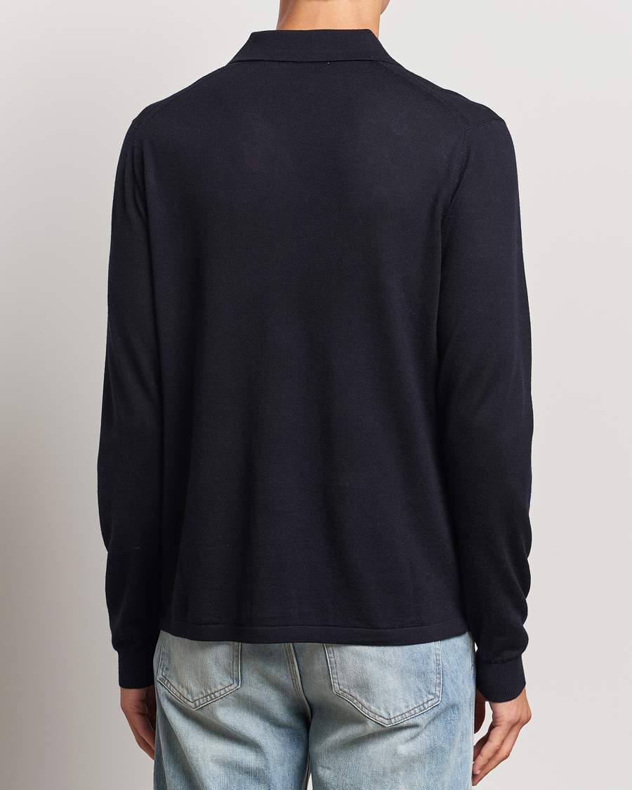 Herren | Pullover | Tiger of Sweden | Eross Extra Fine Merino Poloshirt Light Ink