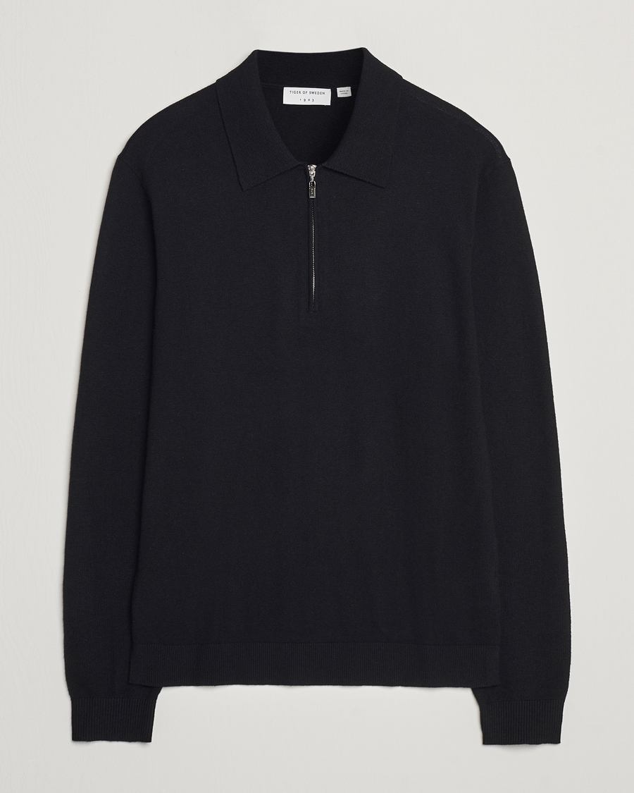 Herren | Pullover | Tiger of Sweden | Orbit Wool/Cotton Half Zip Black