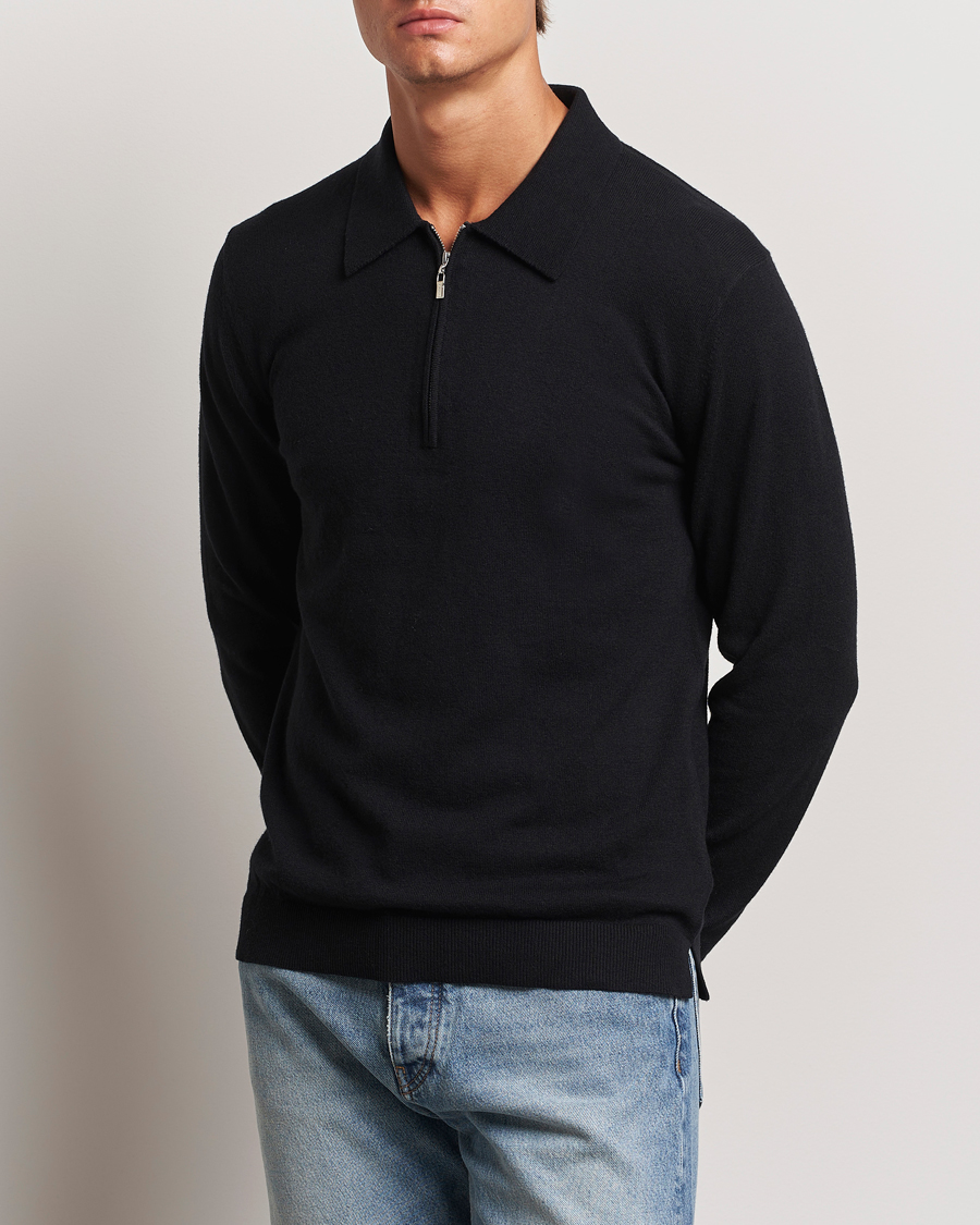 Herren | Pullover | Tiger of Sweden | Orbit Wool/Cotton Half Zip Black