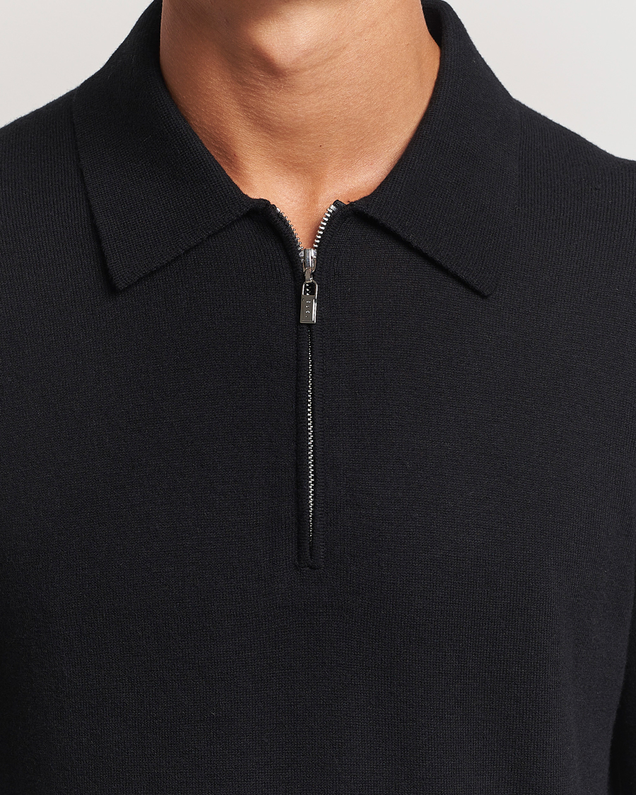 Herren | Pullover | Tiger of Sweden | Orbit Wool/Cotton Half Zip Black