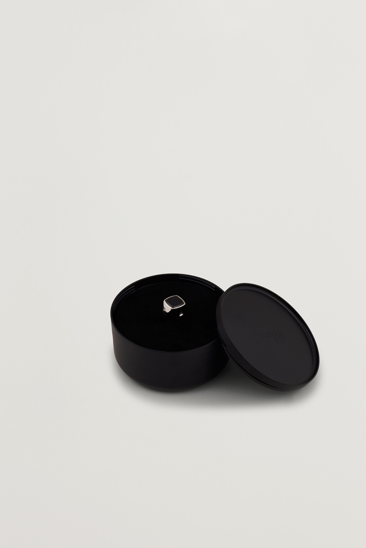 Herren | Schmuck | Tom Wood | Cushion Polished Black Onyx Ring Silver