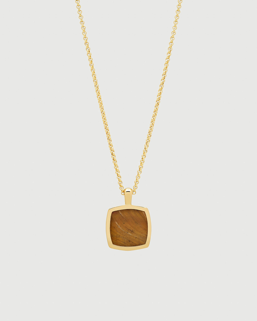 Herren | Tom Wood Cushion Pendant Tiger Eye Gold | Tom Wood | Cushion Pendant Tiger Eye Gold