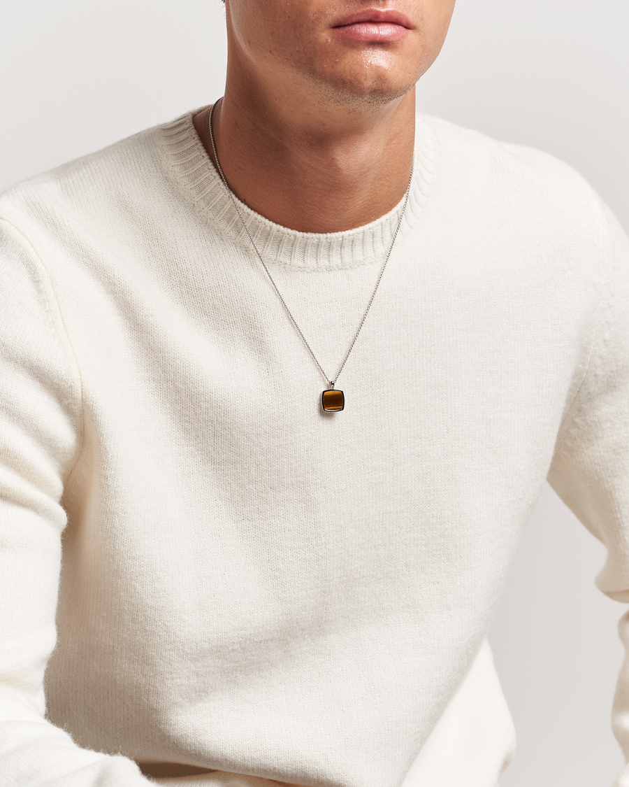 Herren | Schmuck | Tom Wood | Cushion Pendant Tiger Eye Silver