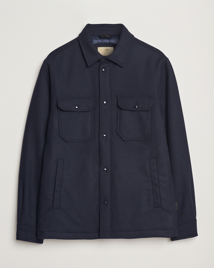 Herren | Jacken | Woolrich | Alaskan Melton Wool Overshirt Melton Blue