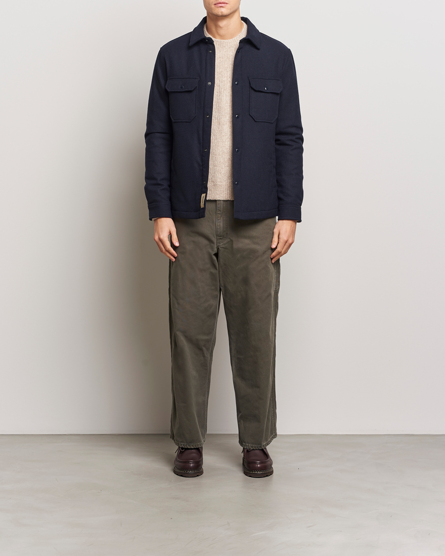Herren | Jacken | Woolrich | Alaskan Melton Wool Overshirt Melton Blue