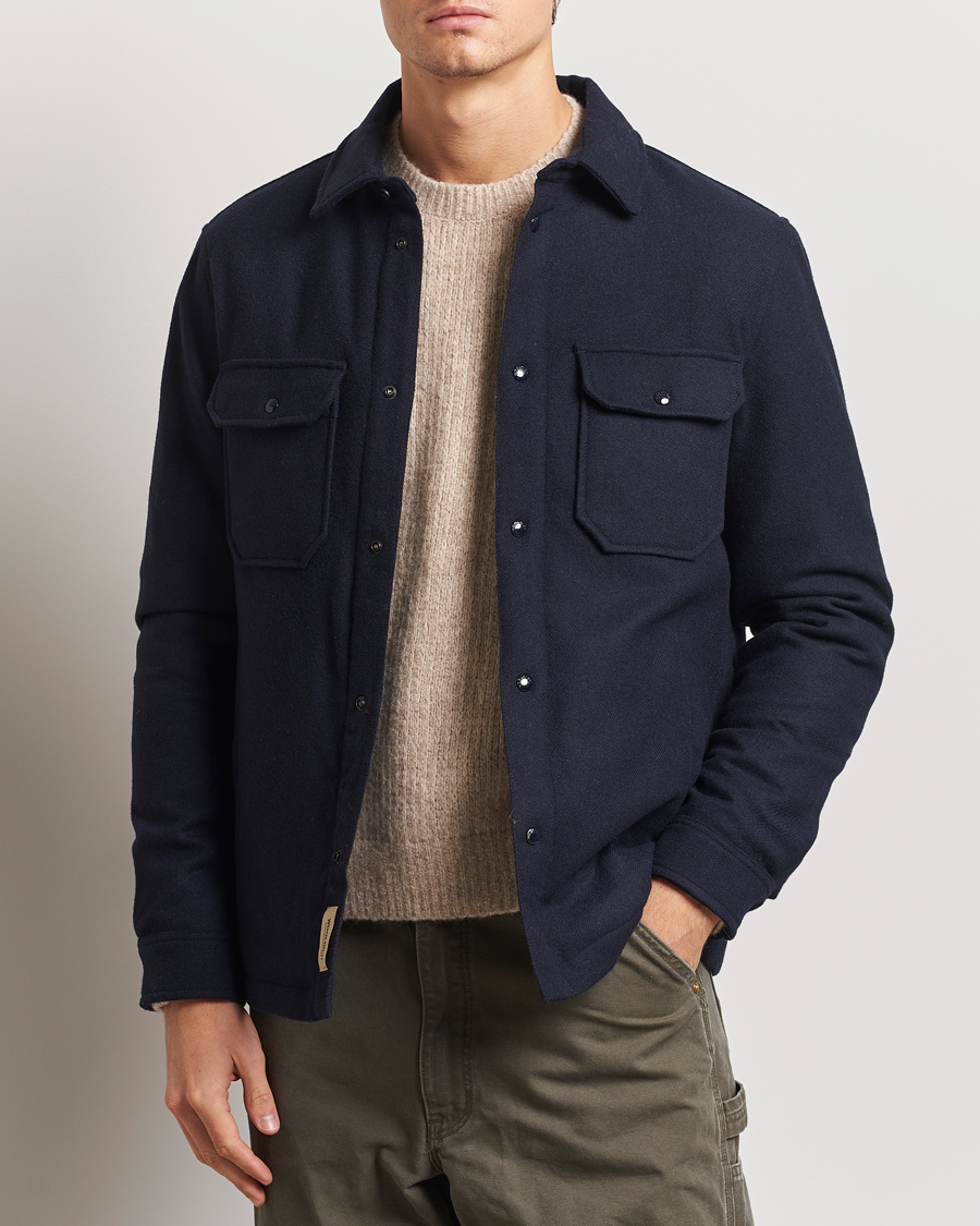Herren | Jacken | Woolrich | Alaskan Melton Wool Overshirt Melton Blue