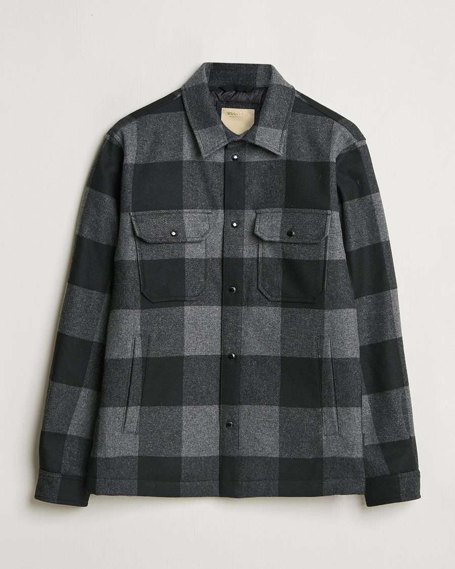 Herren | Jacken | Woolrich | Alaskan Melton Wool Overshirt Charcoal Buffalo